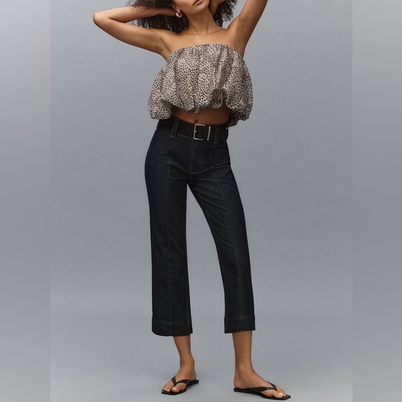 Anthropologie Denim - Anthropologie Pilcro Women’s Slim 70’s High Rise Crop Flare Dark Wash Jeans 26